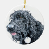Schwarzes Labradoodle Keramikornament (Vorne)