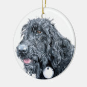 Schwarzes Labradoodle Keramikornament (Links)