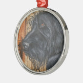 Schwarzes Labradoodle Ornament Aus Metall (Links)