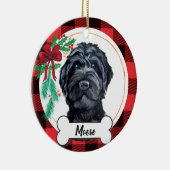 Schwarzes Labradoodle / Schwarzes Goldendoodle Keramik Ornament (Rechts)