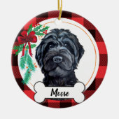 Schwarzes Labradoodle / Schwarzes Goldendoodle Keramik Ornament (Vorne)