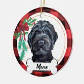 Schwarzes Labradoodle / Schwarzes Goldendoodle Keramik Ornament (Links)