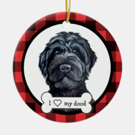 Schwarzes Labradoodle / Schwarzes Goldendoodle Keramik Ornament