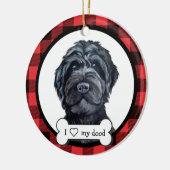 Schwarzes Labradoodle / Schwarzes Goldendoodle Keramik Ornament (Links)
