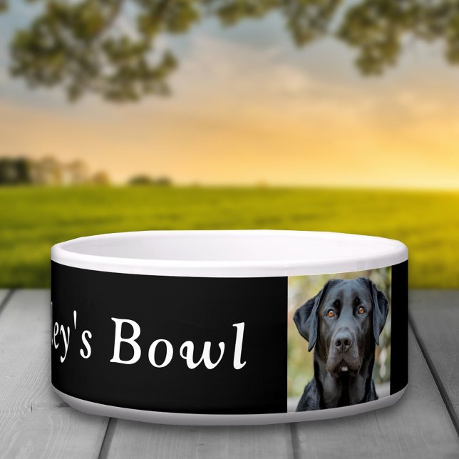 Schwarzes Labrador, benutzerdefiniertes Foto Schwa Napf (Black Labrador, Custom Photo Black Bowl)