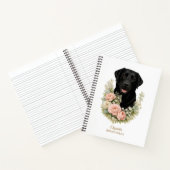 Schwarzes Labrador-Blumenporträt Notizblock (Innenseite)