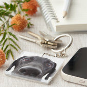 Schwarzes Labrador Closeup-Portrait Schlüsselanhänger (Vorderseite rechts)