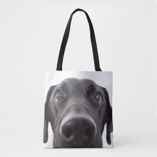 Schwarzes Labrador Closeup-Portrait Tasche (Vorderseite)