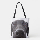 Schwarzes Labrador Closeup-Portrait Tasche (Rückseite)
