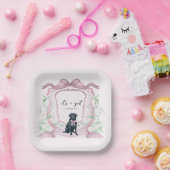 Schwarzes Labrador Coquette Pink Anpassbares Wappe Pappteller (Party)