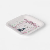 Schwarzes Labrador Coquette Pink Anpassbares Wappe Pappteller (Gewinkelt)