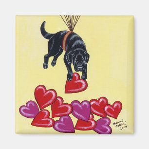 Schwarzes Labrador, das LIEBE sammelt Magnet