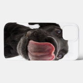 Schwarzes Labrador, das seine Nase leckt Case-Mate iPhone Hülle (Rückseite (Horizontal))