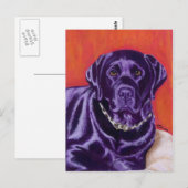 Schwarzes Labrador-Denken Postkarte (Vorne/Hinten)