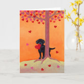 Schwarzes Labrador der Herbstfarbe Karte (Gelbe Blume)