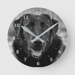 Schwarzes Labrador Foto Dog Square Wall Clock Runde Wanduhr