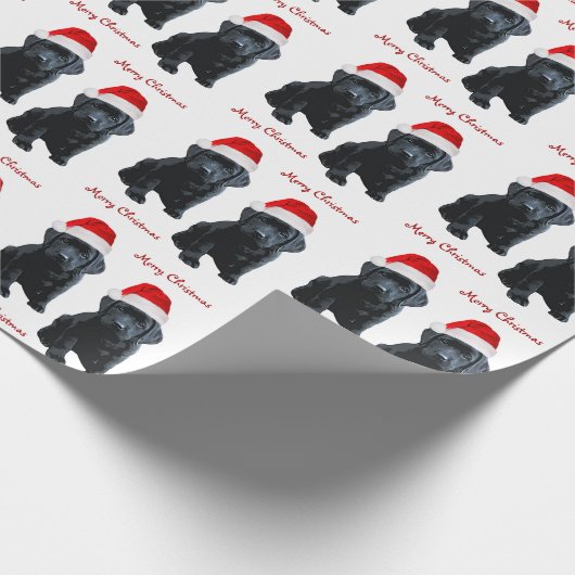 Schwarzes Labrador Frohe Weihnachtswelpen Santa Do Geschenkpapier (Ecke)
