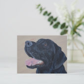 Schwarzes Labrador-Gemälde Postkarte (Stehend Vorderseite)