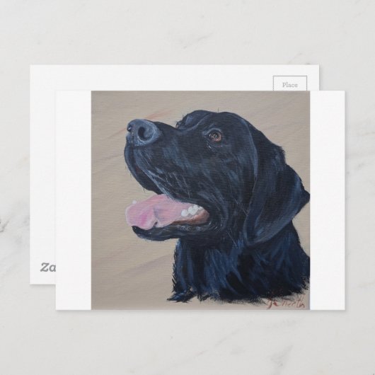 Schwarzes Labrador-Gemälde Postkarte (Vorne/Hinten)