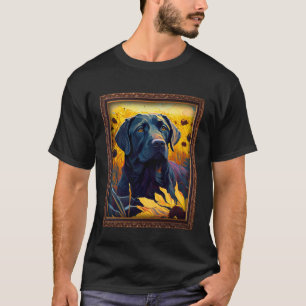 Schwarzes Labrador Gemälde Sonnenblumen Blume Mama T-Shirt