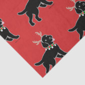 Schwarzes Labrador-Geweih-Weihnachtsseidenpapier Seidenpapier (Detail)