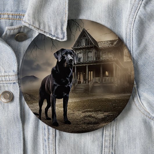 Schwarzes Labrador Halloween Beängstigend Button (Beispiel)