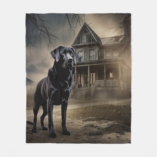 Schwarzes Labrador Halloween Beängstigend Fleecedecke (Vorderseite)