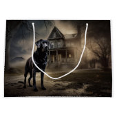Schwarzes Labrador Halloween Beängstigend Große Geschenktüte (Vorderseite)