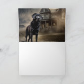 Schwarzes Labrador Halloween Beängstigend Karte (Innenseite)