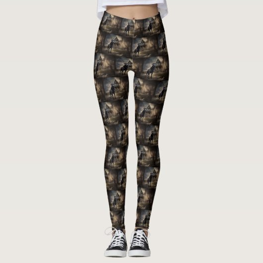 Schwarzes Labrador Halloween Beängstigend Leggings (Vorderseite)