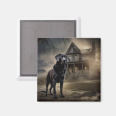 Schwarzes Labrador Halloween Beängstigend Magnet (Vorderseite/Rückseite)