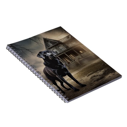 Schwarzes Labrador Halloween Beängstigend Notizblock (Rechte Seite)