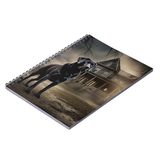 Schwarzes Labrador Halloween Beängstigend Notizblock (Linke Seite)