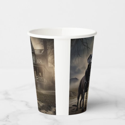 Schwarzes Labrador Halloween Beängstigend Pappbecher (Links)