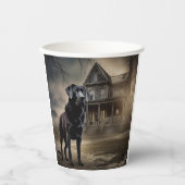 Schwarzes Labrador Halloween Beängstigend Pappbecher (Vorderseite)