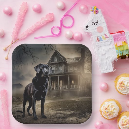 Schwarzes Labrador Halloween Beängstigend Pappteller (Party)