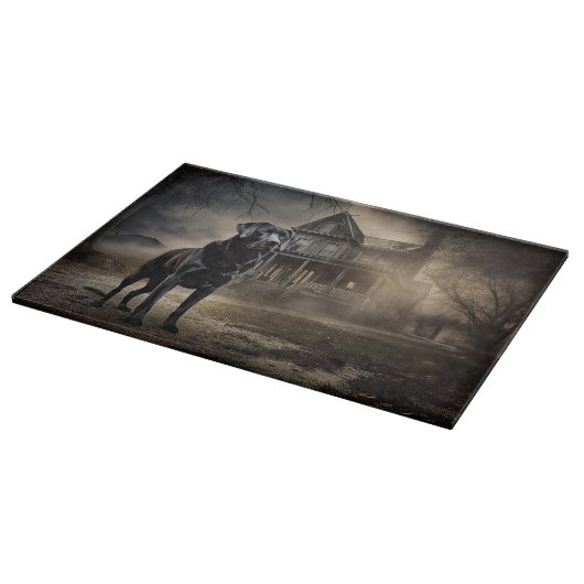 Schwarzes Labrador Halloween Beängstigend Schneidebrett (Ecke)