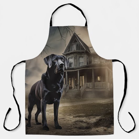 Schwarzes Labrador Halloween Beängstigend Schürze (Vorderseite)