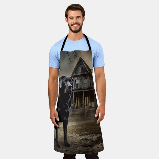 Schwarzes Labrador Halloween Beängstigend Schürze (Getragen)
