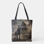 Schwarzes Labrador Halloween Beängstigend Tasche (Rückseite)