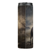 Schwarzes Labrador Halloween Beängstigend Thermosbecher (Rückseite)