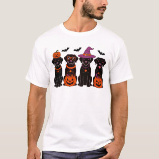 Schwarzes Labrador Halloween Pumpkins Fledermäuse T-Shirt