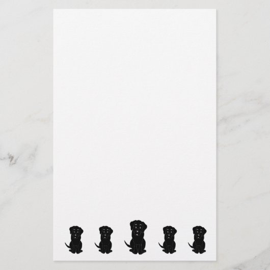 Schwarzes Labrador-Hund-Design Briefpapier (Vorderseite)