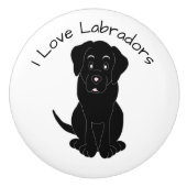 Schwarzes Labrador-Hund-Design Keramikknauf (Vorderseite)