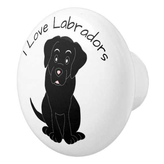 Schwarzes Labrador-Hund-Design Keramikknauf (Rechts)