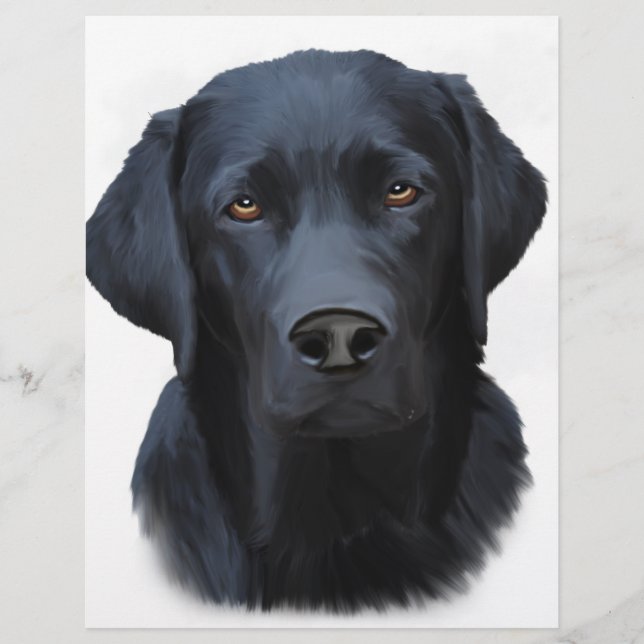 Schwarzes Labrador Hund Farbe Farbe Farbe Malerei (Vorderseite)