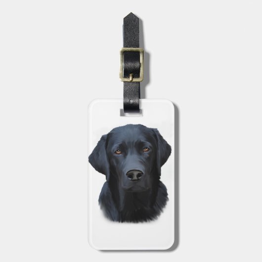 Schwarzes Labrador Hund Farbe Farbe Farbe Malerei Gepäckanhänger (Vorderseite vertikal)