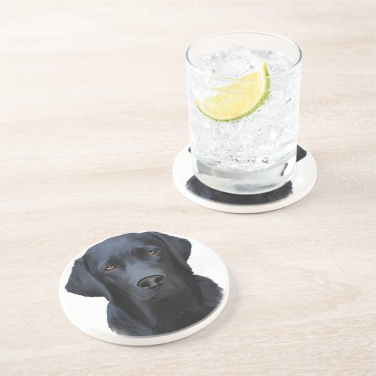 Schwarzes Labrador Hund Farbe Farbe Farbe Malerei Getränkeuntersetzer (Seite)
