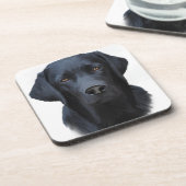 Schwarzes Labrador Hund Farbe Farbe Farbe Malerei Getränkeuntersetzer (Linke Seite)
