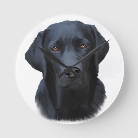 Schwarzes Labrador Hund Farbe Farbe Farbe Malerei Runde Wanduhr (Vorderseite)